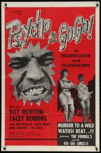 1y680 PSYCHO A GO-GO 1sh 1966 Al Adamson's most terrifying psycho of all & those wild go-go girls!