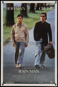 1y692 RAIN MAN 1sh 1988 Tom Cruise & autistic Dustin Hoffman, directed by Barry Levinson!