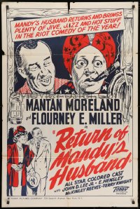 1y708 RETURN OF MANDY'S HUSBAND 1sh 1948 Toddy, great art of Mantan Moreland w/cigar & turban!