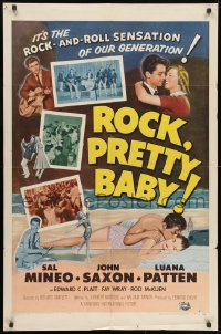 1y726 ROCK PRETTY BABY 1sh 1957 Sal Mineo, it's the rock 'n roll sensation of our generation!