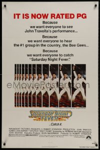 1y749 SATURDAY NIGHT FEVER 1sh R1979 multiple images of disco dancer Travolta, it's now rated PG!