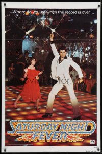 1y750 SATURDAY NIGHT FEVER teaser 1sh 1977 best image of disco John Travolta & Karen Lynn Gorney!