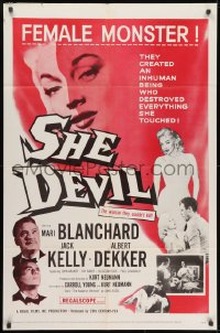 1y772 SHE DEVIL 1sh 1957 sexy inhuman female monster who destroyed everything she touched!