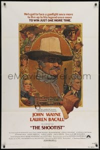 1y775 SHOOTIST 1sh 1976 best Richard Amsel artwork of cowboy John Wayne & cast!