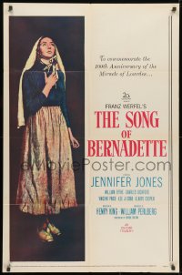 1y801 SONG OF BERNADETTE 1sh R1958 artwork of angelic Jennifer Jones by Norman Rockwell!