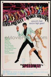1y807 SPEEDWAY 1sh 1968 art of Elvis Presley dancing with sexy Nancy Sinatra in boots!