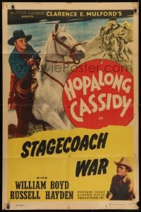 1y814 STAGECOACH WAR style C 1sh R1948 William Boyd as Hopalong Cassidy, Russell Hayden!
