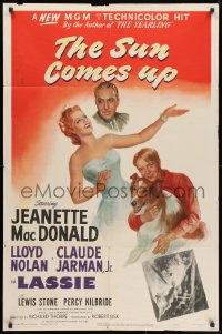 1y833 SUN COMES UP 1sh 1948 art of Jeanette MacDonald, Claude Jarman Jr., Lassie & Lloyd Nolan!