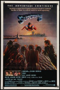 1y836 SUPERMAN II studio style 1sh 1981 Christopher Reeve, Terence Stamp, great image of villains!