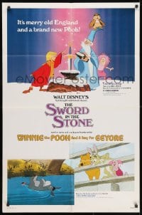 1y850 SWORD IN THE STONE/WINNIE POOH & A DAY FOR EEYORE 1sh 1983 Disney cartoon double-bill!