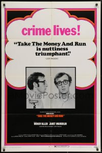 1y854 TAKE THE MONEY & RUN 1sh 1969 wacky Woody Allen mugshot in classic mockumentary!