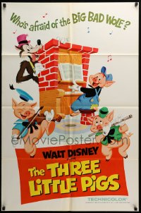 1y885 THREE LITTLE PIGS 1sh R1968 Walt Disney animation of classic fairy tale!