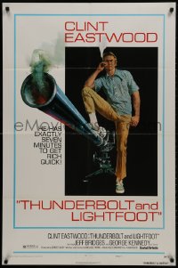 1y888 THUNDERBOLT & LIGHTFOOT style C 1sh 1974 art of Clint Eastwood with HUGE gun by Arnaldo Putzu!