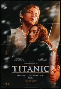 1y893 TITANIC style A int'l DS 1sh R2012 Leonardo DiCaprio & Winslet, Cameron, collide with destiny!