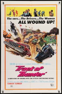 1y907 TRACK OF THUNDER 1sh 1967 cool early NASCAR stock car racing & sexy dancers art!
