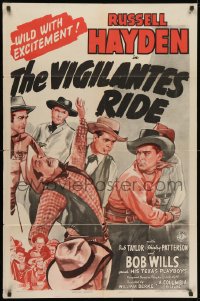 1y935 VIGILANTES RIDE 1sh 1943 Russell Hayden, Dub Taylor, Bob Wills and His Texas Playboys!