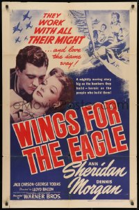 1y975 WINGS FOR THE EAGLE 1sh 1942 close up of pretty Ann Sheridan & Dennis Morgan, WWII aircraft!