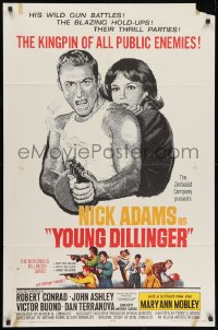 1y990 YOUNG DILLINGER 1sh 1965 Nick Adams, Mary Ann Mobley, filmed with machine-gun speed!