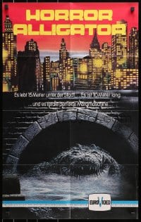 1z333 ALLIGATOR 21x33 German video poster 1980 different art of twisted 2000 pound 'gator in sewer!