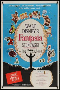 1z653 FANTASIA Aust 1sh R1970s images of Mickey Mouse & others, Disney musical cartoon classic!