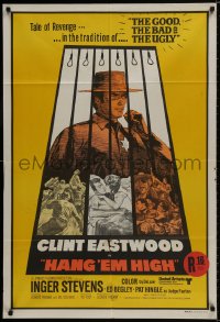1z661 HANG 'EM HIGH Aust 1sh 1970 great art of Clint Eastwood in a classic tale of revenge!