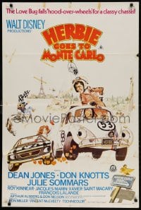 1z663 HERBIE GOES TO MONTE CARLO Aust 1sh 1977 Disney, wacky art of Volkswagen Beetle car racing!