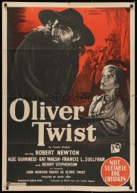 1z677 OLIVER TWIST Aust 1sh 1951 Robert Newton as Bill Sykes, directed by David Lean, cool art!