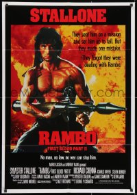 1z681 RAMBO FIRST BLOOD PART II Aust 1sh 1985 no law, no war can stop Sylvester Stallone!