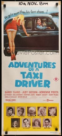 1z705 ADVENTURES OF A TAXI DRIVER Aust daybill 1976 Barry Evans, Judy Geeson, sexy wacky artwork!