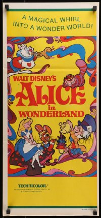 1z707 ALICE IN WONDERLAND Aust daybill R1974 Walt Disney Lewis Carroll classic, psychedelic art!