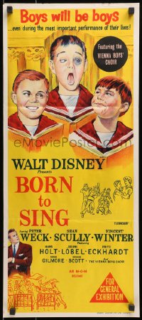 1z709 ALMOST ANGELS Aust daybill 1962 Disney, they're only angels when they're singing!