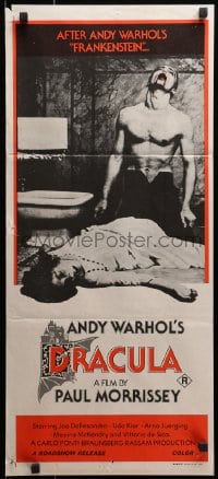 1z711 ANDY WARHOL'S DRACULA Aust daybill 1974 Paul Morrissey, cool image of vampire Udo Kier!