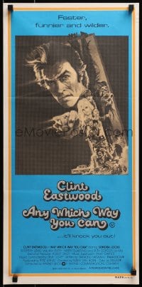 1z714 ANY WHICH WAY YOU CAN Aust daybill 1980 cool artwork of Clint Eastwood & Clyde by Bob Peak!