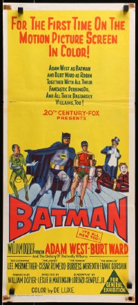 1z717 BATMAN Aust daybill 1967 DC Comics, great image of Adam West & Burt Ward w/villains!