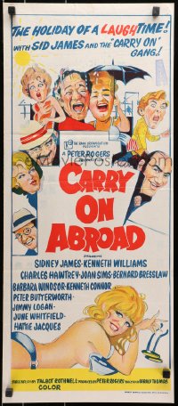 1z747 CARRY ON ABROAD Aust daybill 1972 Sidney James, Kenneth Williams, English sex!