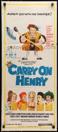1z749 CARRY ON HENRY VIII Aust daybill 1972 Sidney James, Gerald Thomas historic English comedy