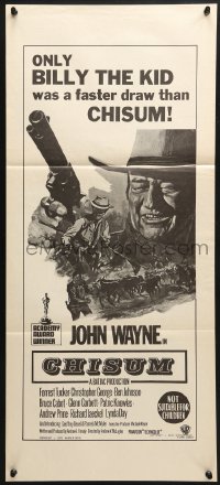 1z758 CHISUM Aust daybill 1970 only Billy the Kid draws faster than big John Wayne, cool b/w art!