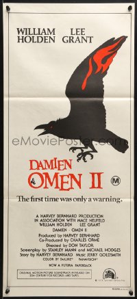 1z768 DAMIEN OMEN II Aust daybill 1978 cool art of demonic crow, the first time was only a warning!