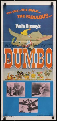 1z775 DUMBO Aust daybill R1976 different colorful train art from Walt Disney circus elephant classic