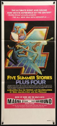 1z788 FIVE SUMMER STORIES PLUS FOUR Aust daybill 1976 really cool surfing artwork by Rick Griffin!