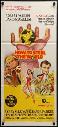 1z819 HOW TO STEAL THE WORLD Aust daybill 1968 Robert Vaughn is The Man from UNCLE, different art!