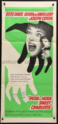1z821 HUSH...HUSH, SWEET CHARLOTTE Aust daybill 1965 Bette Davis, Olivia de Havilland, Aldrich!