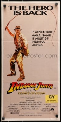 1z826 INDIANA JONES & THE TEMPLE OF DOOM Aust daybill 1984 art of Harrison Ford, the hero is back!