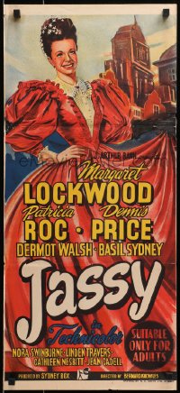 1z830 JASSY Aust daybill 1947 wonderful full-length art of Margaret Lockwood in period dress!