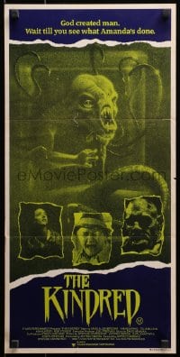 1z835 KINDRED Aust daybill 1987 David Allen Brooks, Amanda Pays, wild art of alien in bottle!