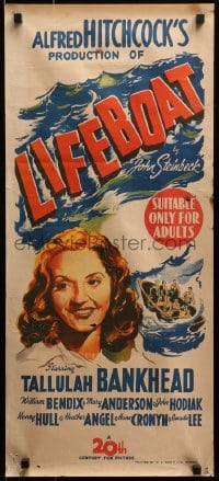 1z848 LIFEBOAT Aust daybill 1943 Alfred Hitchcock classic, art of Tallulah Bankhead, ultra rare!