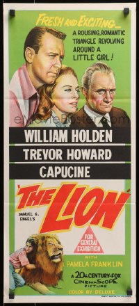 1z849 LION Aust daybill 1963 William Holden, Trevor Howard & Capucine + cool art of the big cat!