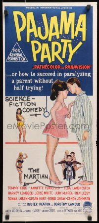 1z886 PAJAMA PARTY Aust daybill 1964 art of Annette Funicello in sexy lingerie, Tommy Kirk!