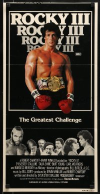 1z909 ROCKY III Aust daybill 1982 great image of boxer & director Stallone w/gloves & belt!