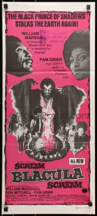 1z917 SCREAM BLACULA SCREAM Aust daybill 1973 image of black vampire William Marshall & Pam Grier!